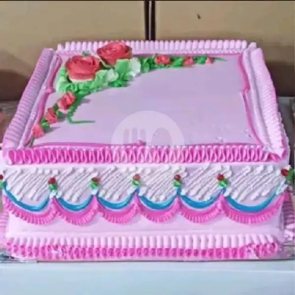 Kue Ulang Tahun Cream Bunga Pink 24x24 | Kue Ulang Tahun ZHENNITA