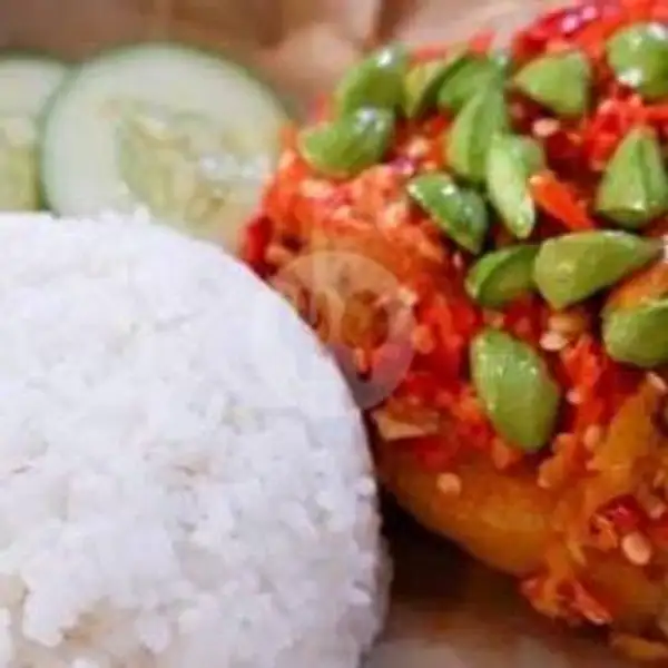 Ayam Geprek Sambal Pete + Nasi + Teh Manis Dingin | Ayam Penyet Amora Jl.pintu Air 2
