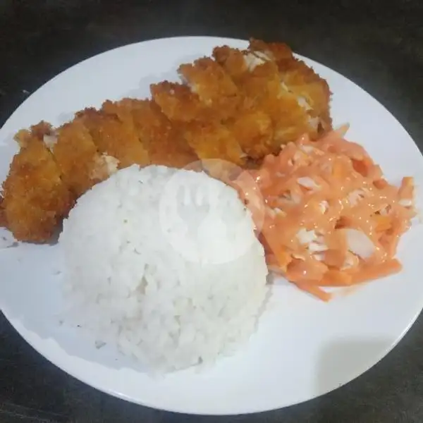 Chicken Katsu + Nasi + Salad Coleslaw | Warung Lontong Docang, Panjang
