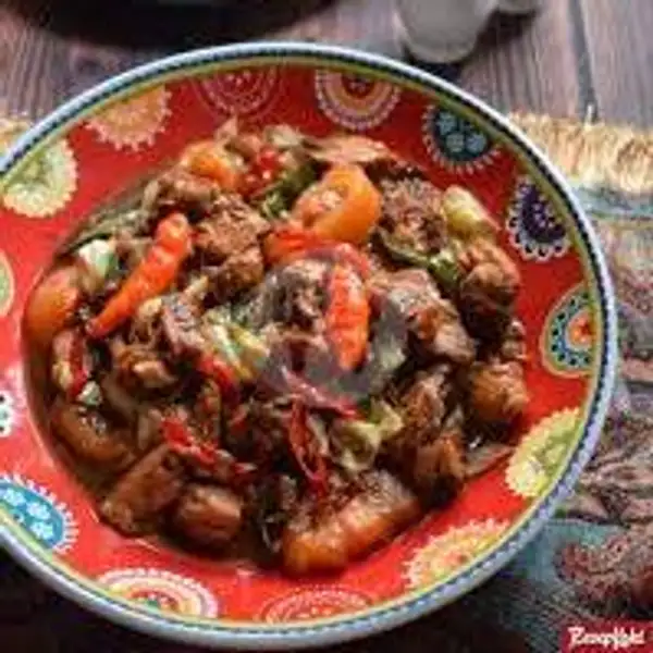 Nasi + Gongso Ayam + Es Good Day | Ayam Geprek Farish, Tlogosari Kulon