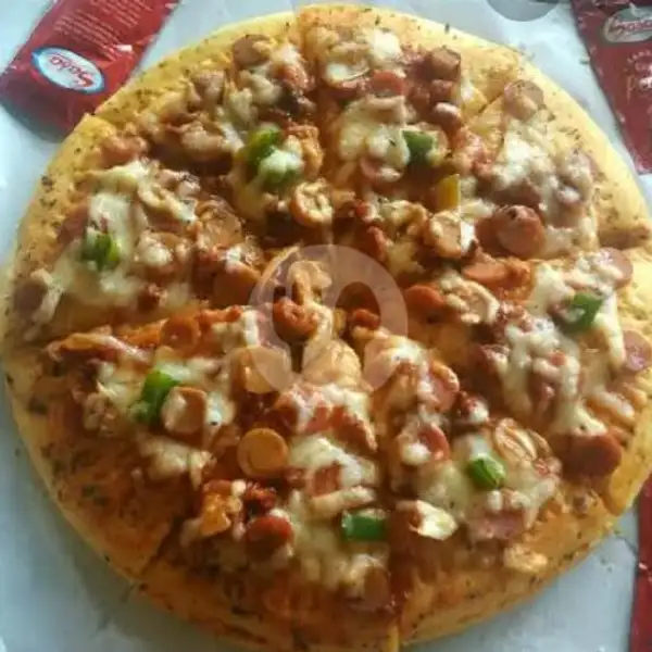 Chicken Black Pepper Pizza 22 Cm Pull Mozarella | Dapoer Loka