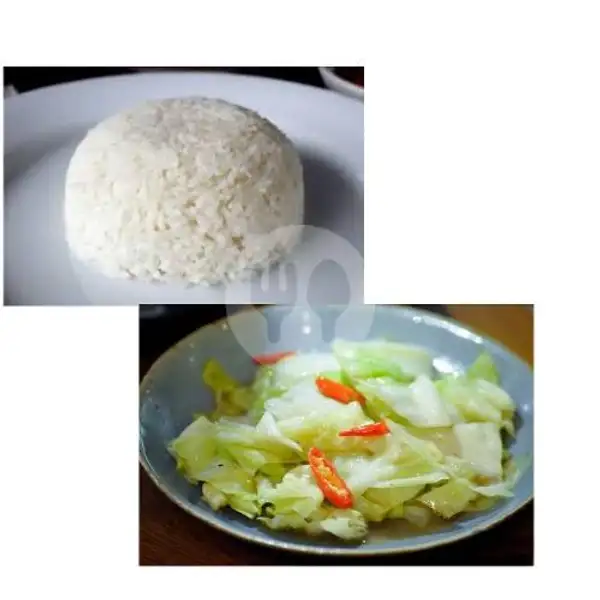 Nasi +Tumis Sayur Kol | Nasi Goreng Tombo Luwe