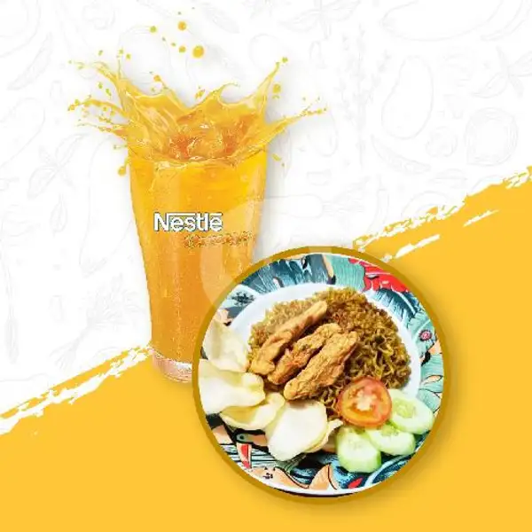 Mie Tajungkang Sadang Otak-otak + Nestle Orange | Mie Pedas Tajungkang Sanduak Tampuruang, Pekanbaru