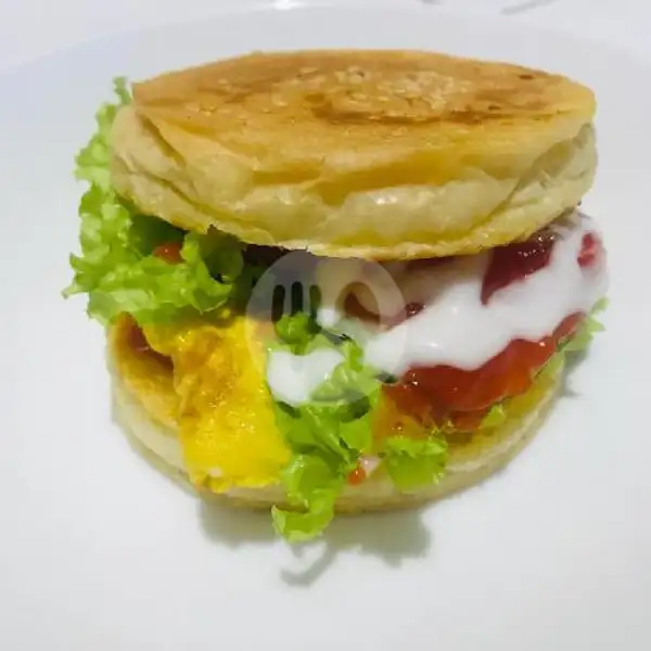 Happy Burger Telur + Daging Ayam | Happy Rokupang