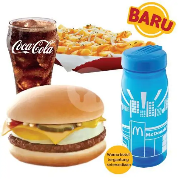 Cheeseburger with egg McFlavor Set + Colorful Bottle | McDonald's, Galuh Mas-Karawang