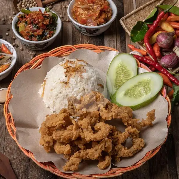 Paket Nasi Liwet Usus Krispi | Ikan Ayam Geprek Kanayam, Jelambar