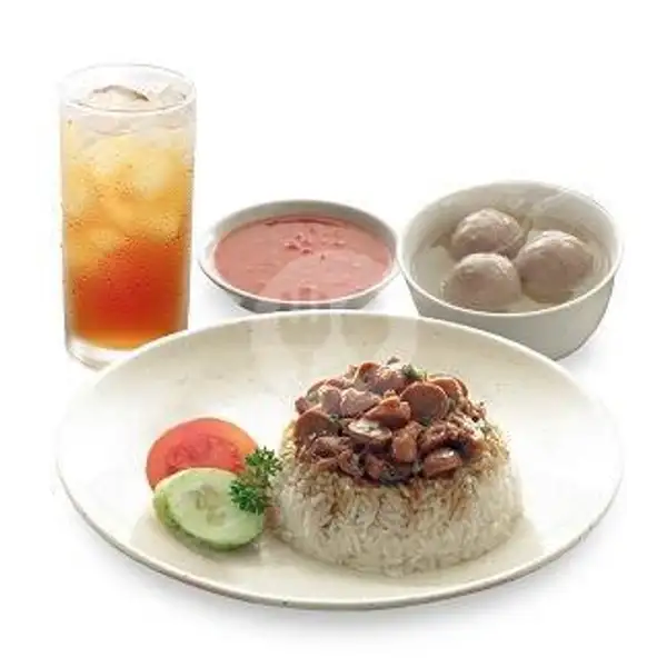 Nasi Ayam GM Bakso + (Aqua/Es Teh/Teh/Teh Pucuk Harum) | Bakmi GM, Level 21 Mall