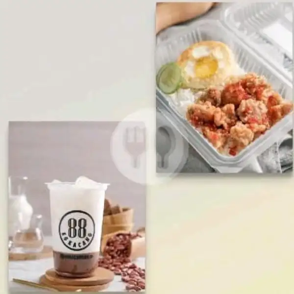Paket Susu Kacang Merah + Nasi Ayam Fillet Saos Thai | Es Kacang 88, Mayor Ruslan