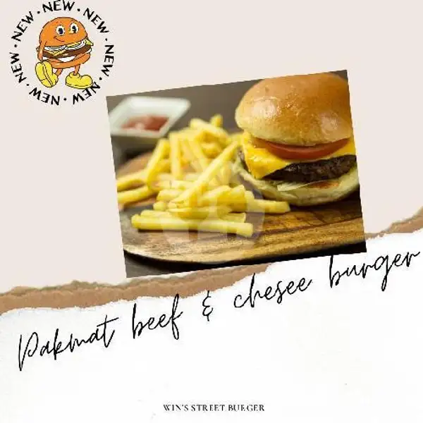 Beef Cheese Burger Komplit (Pak Mat) | Burger,Hot dog, Sandwich Win's Street Burger, Denpasar