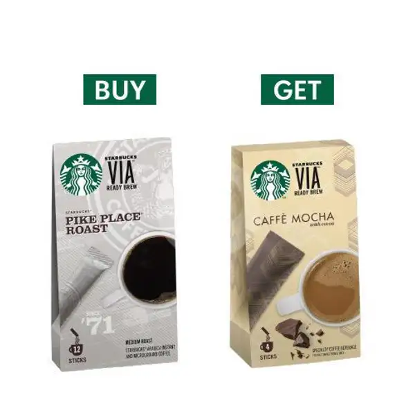 (Buy 1 Get 1) Starbucks VIA Pike Place + Starbucks VIA Caffe Mocha/ Starbucks VIA Pike Place | Starbucks, Ahmad Yani Lampung