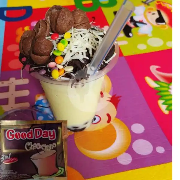 Pop Ice Good Day Chococinno | Sosis Bakar, Tahu Gejrot, Pop Ice & Sempolan Ayam (mamah galih)