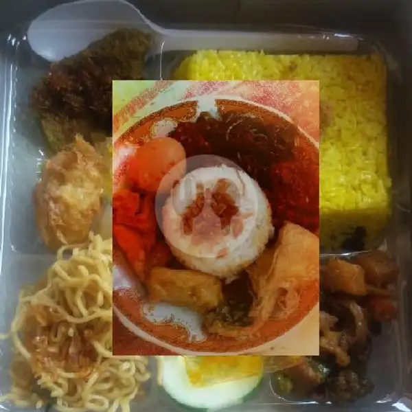 paket 2porsi 1Nskun Komplit  Ayam Telor 1+ns pecel komplit empal+telor dadar/bali | Depot Nasi Campur Mix Max, Karang Asem