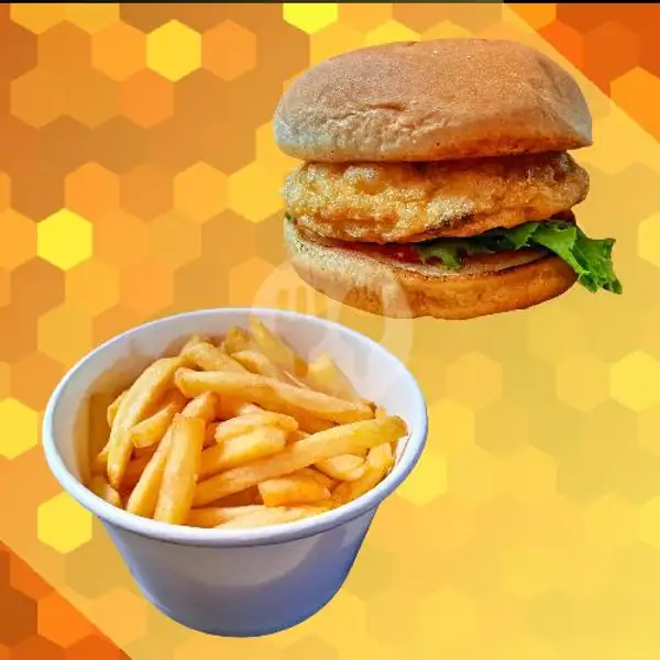 Chicken Burger + French Fries | Hanny Cuisine, Gunung Tangkuban Perahu