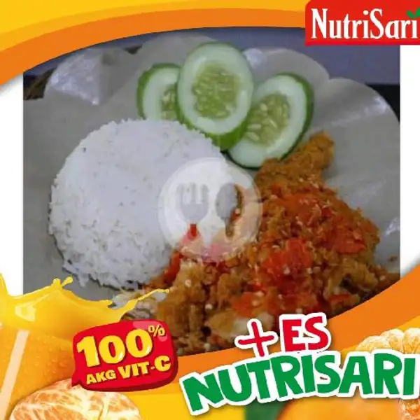 Paket Ayam Geprek + Nasi + Es Nutrisari Jeruk Peras | Warteg Kuning, Jagakarsa