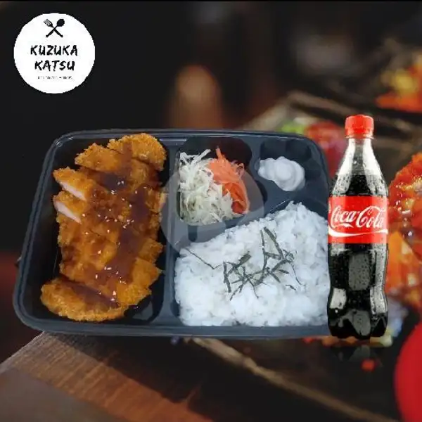 Paket Chicken Katsu Bento Saos Blackpepper + Coca Cola Bottle 390ml. | Kuzuka Katsu, Antapani