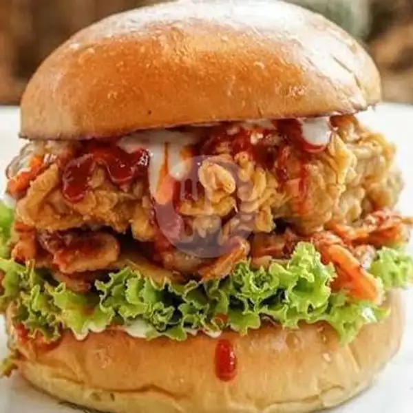 Burger Ayam Goreng Spicy BBQ | Arabian Kebab & Burger, Kisaran Barat