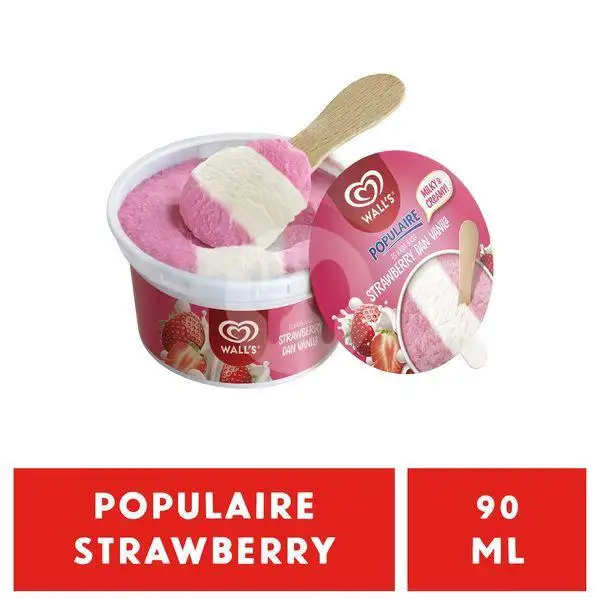 Walls Populaire Strawbery-Vanila Cup 100/90ml | Shell Select Deli 2 Go, Kota Baru Parahyangan