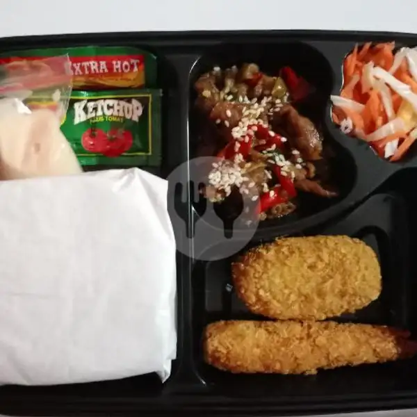 Paket Nasi + Beef Teriyaki + Shrimp Roll 1 + Ebi Furai 1 | Dimsum Pempek Baso Aci Dan Frozen Food ADA,Bojong Pondok Terong