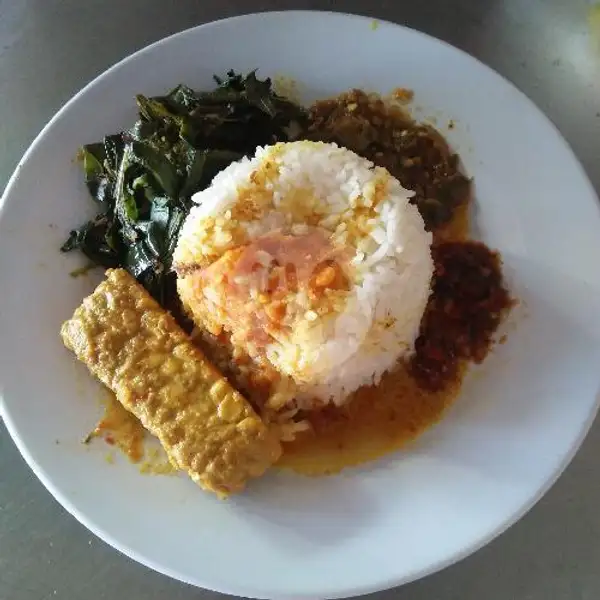 Nasi Tempe Kare + Kuah + Sayur + Sambal | Masakan Padang Sari Raso Murah Meriah, Genteng Biru