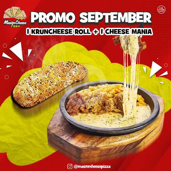 1 Kruncheese Roll + 1 Cheese Mania Pizza. | MasterCheese Pizza, Depok