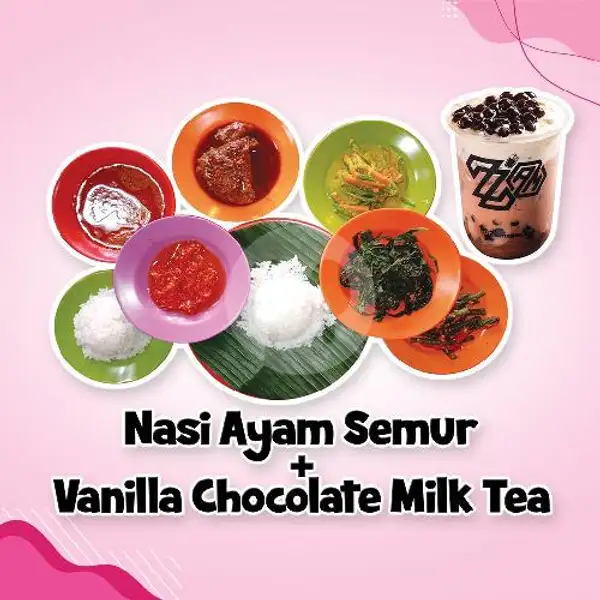 Nasi Ayam Semur + Vanilla Chocolate Milk Tea | Berkah Zam-Zam, DR Mansyur