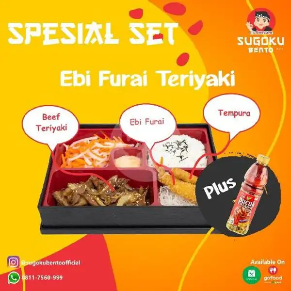 Spesial Beef Set Ebi Furai Teriyaki+ Teh Pucuk | Sugoku Bento, KH Wahid Hasyim