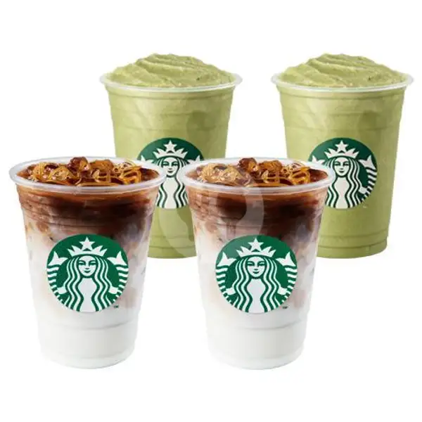 2 Green Tea Frappuccino + 2 Caramel Macchiato | Starbucks, Antasari Lampung