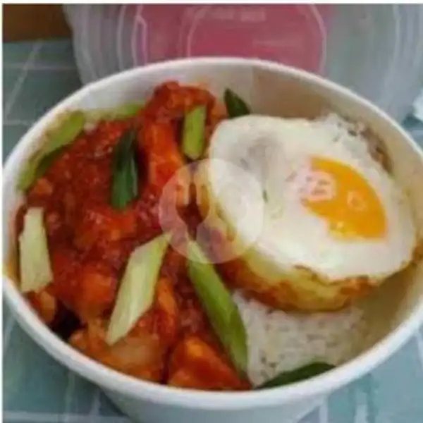 Paket Rice Box 4 (Nasi + Ayam Merecon + Telur Ceplok) | Resto Murahan, Cipamokolan