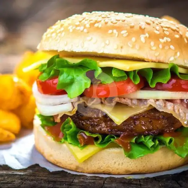 Burger Bakar Chesse Slice(daging sapi/ayam) | Burger & Roti Bakar Bening, H. Sulaeman