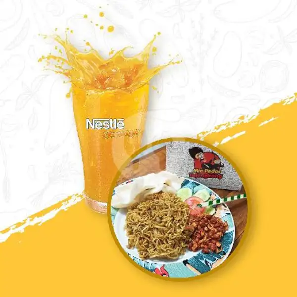 Mie Pedas Tajungkang Sadang Teri Kacang Tempe + Nestle Orange | Mie Pedas Tajungkang Sanduak Tampuruang, Pekanbaru