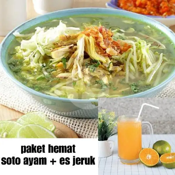 paket hemat (soto ayam + es jeruk) | Somay sukabumi