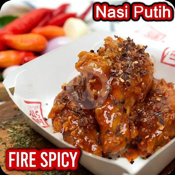 Fire Spicy x3 + Nasi Putih | Wings Street Kukusan ala Chef Rama