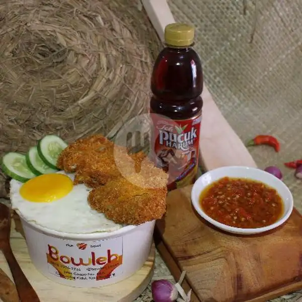 Nasi + Ayam Katsu Sambal Korek + Telur + Teh Pucuk | Ayam Popcorn Bowleh, Cikaso