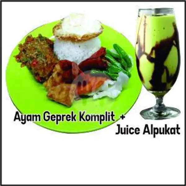 Ayam Geprek Komplit (Ayam Ori + Nasi + Telur Ceplok + Sosis) + Juice Alpukat | Ayam Geprek Red Devil, Playground Pelita