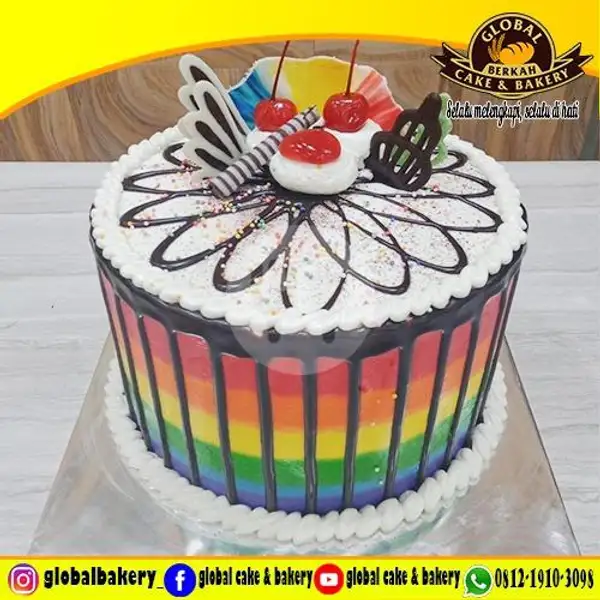 Rain Bow Cake (RC 49) Uk 18x18 | Global Cake & Bakery,  Jagakarsa