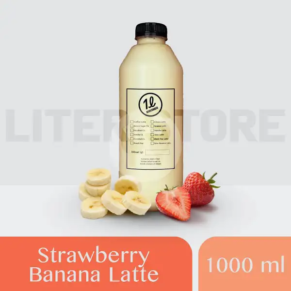 Strawberry Banan Latte 1000ml | The Liter, Summarecon Bekasi