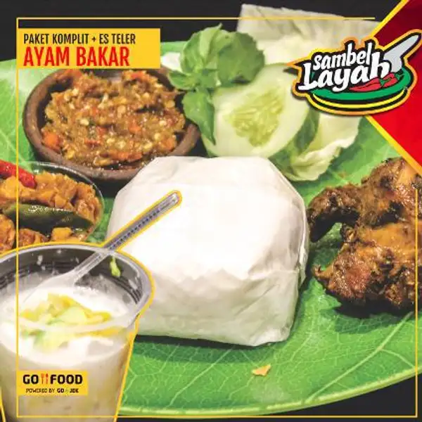 Paket Es Teller Ayam Bakar Sambal Bledeg | Sambel Layah, Batang