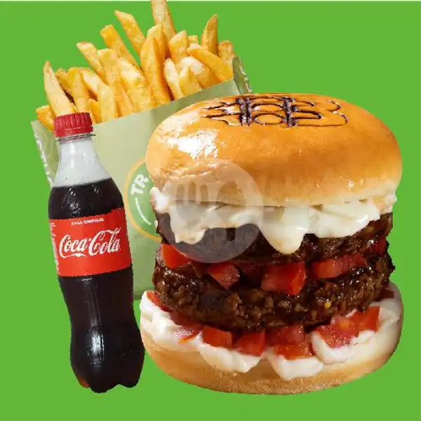 Double Sei Diego Burger + Traffic French Fries + Cola | Traffic Bun, Cut Meutia Bekasi