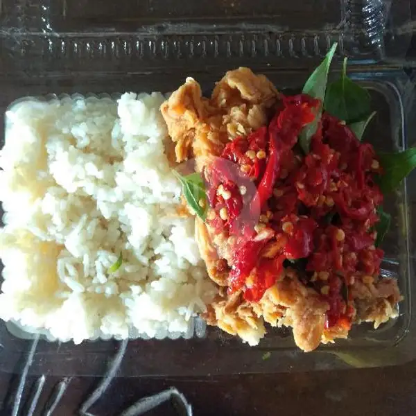 Paket Hemat Nasi Ayam Crispy Geprek Meriah+ Es Teh | Lalapan Ayam Laos JJ, Gatot Subroto I