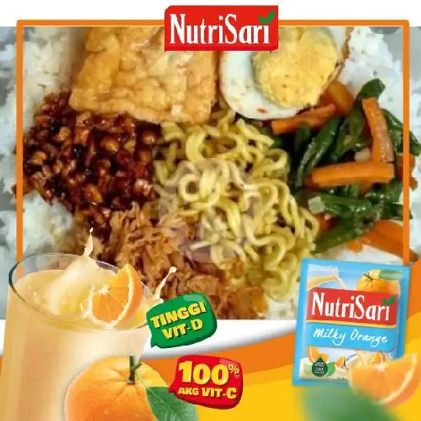 Nasi Campur Daging Rendang Free Es Nutrisari Milky Orange | Warung Nasi, Wonokromo
