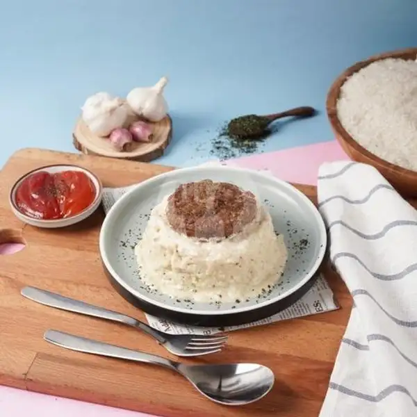 Carbonara Rice Beef Burger | Bittersweet By Najla, Depok