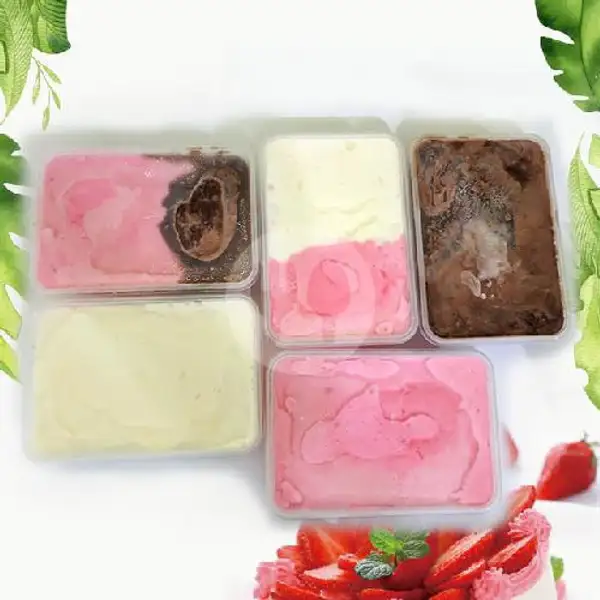 Ice Cream Box 500ml Kombinasi Vanilla+Strawberry | Frozen Makfu, Grogol