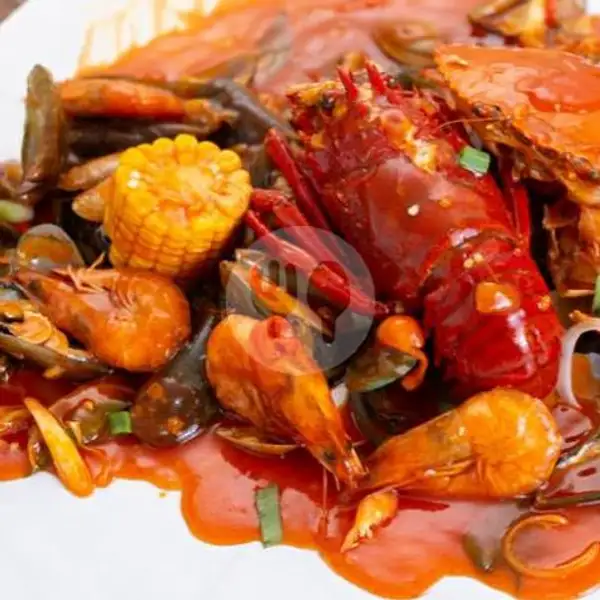 Lobster Besar+Udang Asam Manis | Seafood Kedai Om Chan Kerang, Kepiting & Lobster, Mie & Nasi, Jl.Nyai A.Dahlan