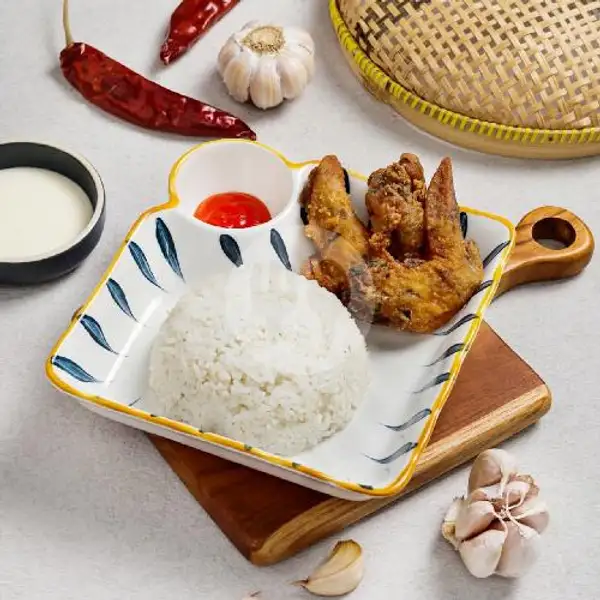Crispy Wings + Nasi + Cocolan Saus Bebas Pilih | Chicken Daily, Antapani