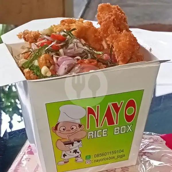 Nasi Ayam Samabal Matah + Teh ( Es/ Panas) | Nayo Rice Box Dan Nayo Milky Drink, Gedongtengen