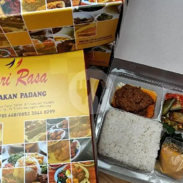 Nasi Kotak Udang Petai Balado | Nasi Padang Sari Rasa (Spesial Ayam Pop & Rendang Daging), Sawojajar