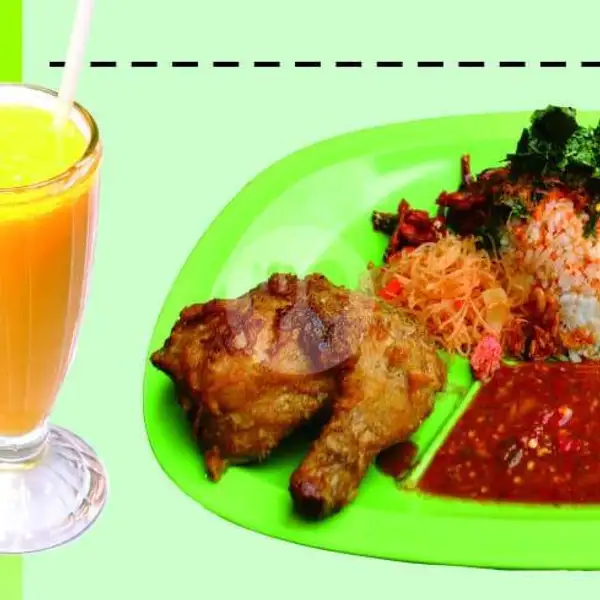 Pasid 5 (Nasi Urap Ayam Penyet, Kuah Gulai, Juice Jeruk) | Ayam Penyet Jakarta, Dr Mansyur