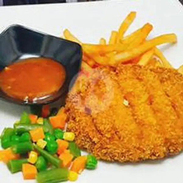 steak chicken katsu fullset ala rumahan | Rice Bowl Ayam Teriyaki Bibi Lung, Takoyaki, Indomie, Samoja Dalam