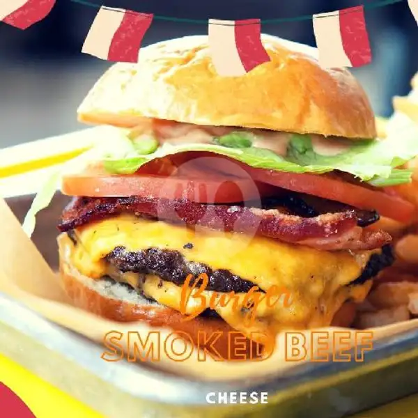 Burger Smoked Beef X Krabbypatty Cheese | Kedai Jajan Syauqi, Pondok Gede