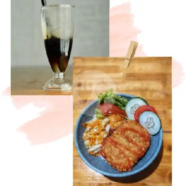 Rice Bowl Potato Crunchy  + Cincau Adek | Cafe Adek Vegetarian, Komplek Griya Mas